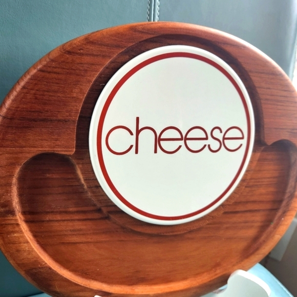 70s 80s CHEESE Wood Cutting Board w White Tile GRAPHICS  RV Home Party GOODWOOD - Picture 2 of 11
